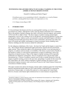 petitioning for adverse impacts of global warming in the inter