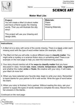 Matter Mad Libs