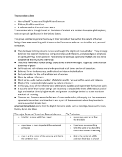 Transcendentalism &bull; Henry David Thoreau and Ralph Waldo