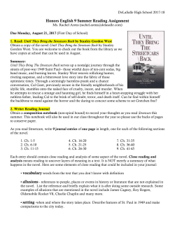 Honors English 9 Summer Reading Assignment