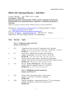 PHYS 432 Thermal Physics -- Fall 2014