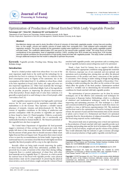 Optimization of Production of Bread Enriched With Leafy Vegetable