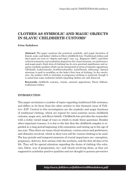 CLOTHES AS SYMBOLIC AND MAGIC OBJECTS IN SLAVIC