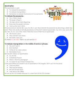 Apostrophes To indicate the possessive. To indicate missing letters