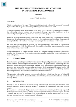 The Business-Technology Relationship in Industrial Development