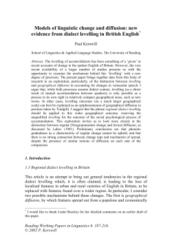 Models of linguistic change and diffusion: new evidence from dialect