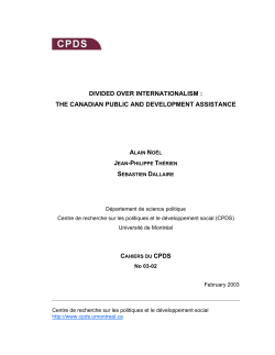 divided over internationalism : the canadian public and development