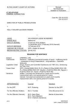 IN THE COUNTY COURT OF VICTORIA Revised Not Restricted