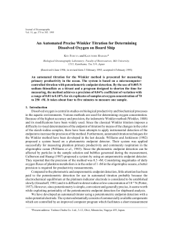 An Automated Precise Winkler Titration for Determining Dissolved