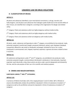 LEBANESE LAW ON DRUG VIOLATIONS
