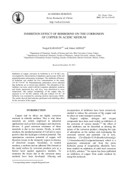inhibition effect of berberine on the corrosion of copper in acidic