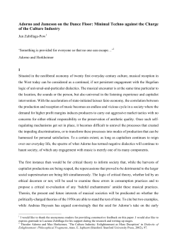 Adorno and Jameson on the Dance Floor: Minimal Techno against