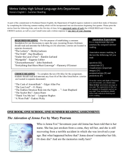 English I Honors Information