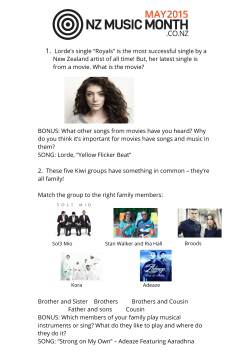 1. Lorde`s single &ldquo;Royals&rdquo; is the most successful single by a New