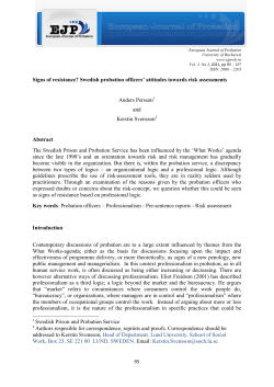 CALL FOR PAPERS: EUROPEAN JOURNAL OF PROBATION