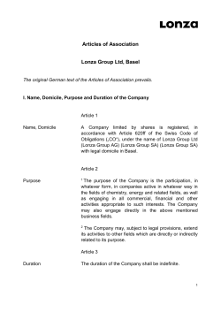 Articles of Association Lonza Group Ltd, Basel