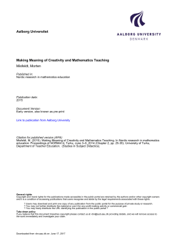 Making Meaning of Creativity and Mathematics Teaching - VBN