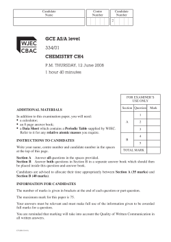 GCE AS/A level 334/01 CHEMISTRY CH4
