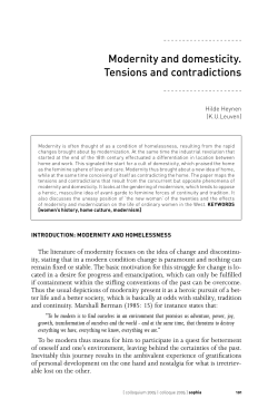 Modernity and domesticity. Tensions and contradictions