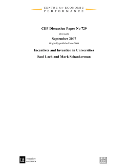 CEP Discussion Paper No 729 September 2007 Incentives and