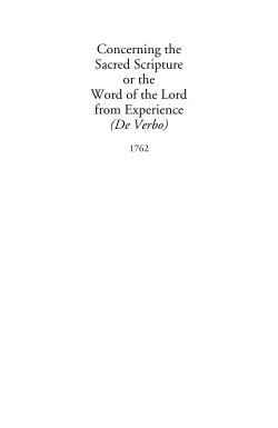 Concerning the Sacred Scripture or the Word of the Lord from