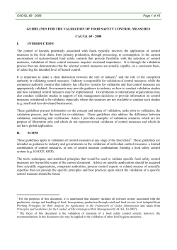 Guidelines for the validation of food safety control