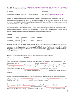 Bus.313: Managerial Accounting ONE COMPLETED ASSIGNMENT