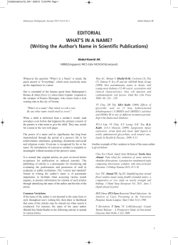 Editorial What`s in a name? - Malaysian Orthopaedic Journal