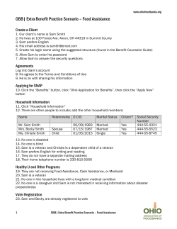 OBB| Extra Benefit Practice Scenario &ndash; Food Assistance
