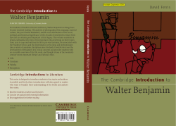 Cambridge Introduction to Walter Benjamin