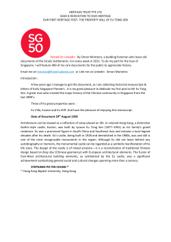 HERITAGE TRUST PTE LTD SG50 A DEDICATION TO OUR