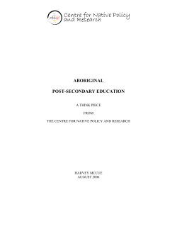 ABORIGINAL POST-SECONDARY EDUCATION