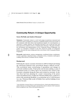 Community Return: A Unique Opportunity