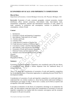 Economics of Scale and Imperfect Competition