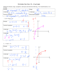 PreCalculus Class Notes: EL &ndash; 6 Log Graphs Identify the domain