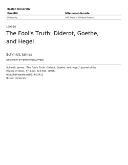 The Fool`s Truth: Diderot, Goethe, and Hegel - OpenBU