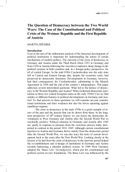 The Question of Democracy between the Two World Wars: The