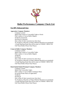Ballet Performance Company Check List