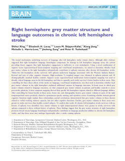 Right hemisphere grey matter structure and language outcomes in