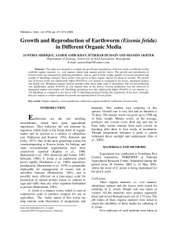 Growth and Reproduction of Earthworm (Eisenia fetida) in Different