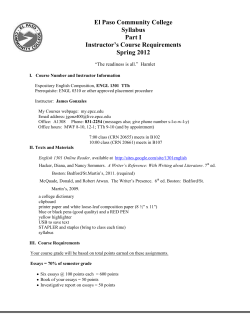 ENGL 1301 Spring 2012