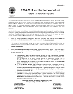 Independent Verification Worksheet
