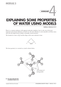 EXPLAINING SOME PROPERTIES OF WATER USING MODELS