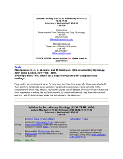 Syllabus for Introductory Mycology (BIOL/PLHL 4054)