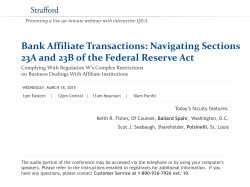 Bank Affiliate Transactions: Navigating Sections 23A and 23B of the