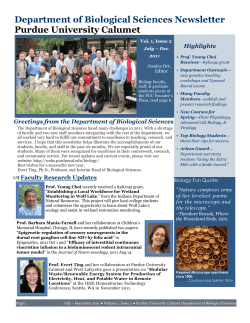 Department of Biological Sciences Newsletter Purdue University