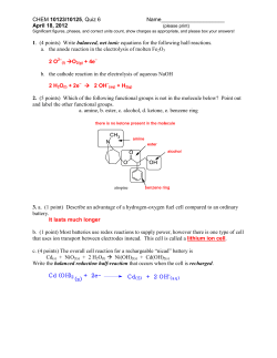 CHEM 10123/10125, Quiz 1 Name Ima Key