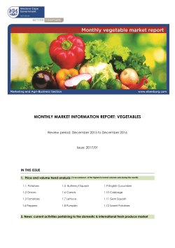 monthly market information report: vegetables