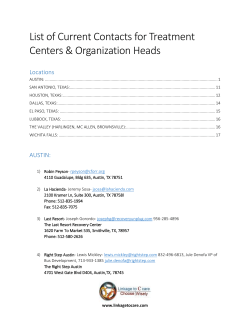 List of Current Contacts for Treatment Centers