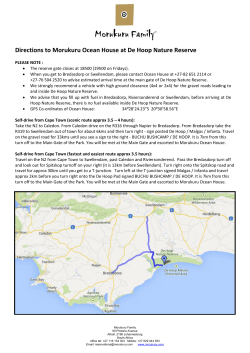 Directions to Morukuru Ocean House at De Hoop